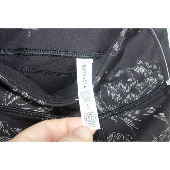 Athleta Rainier Reflective Tights Workout Yoga Aluna Bloom Black Large - Picture 9 of 11